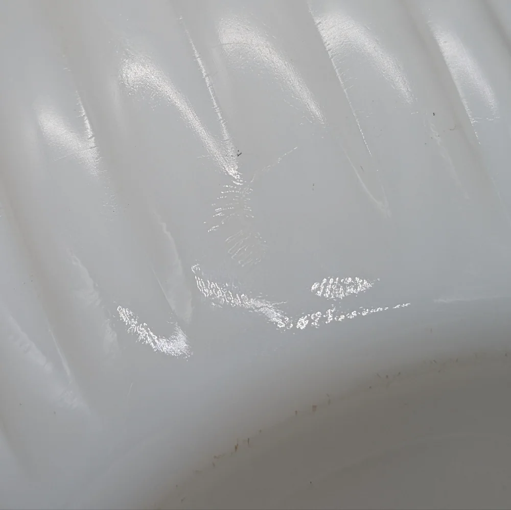 Vintage Pinch Ruffle Scalloped Edge White Milk Glass Vase